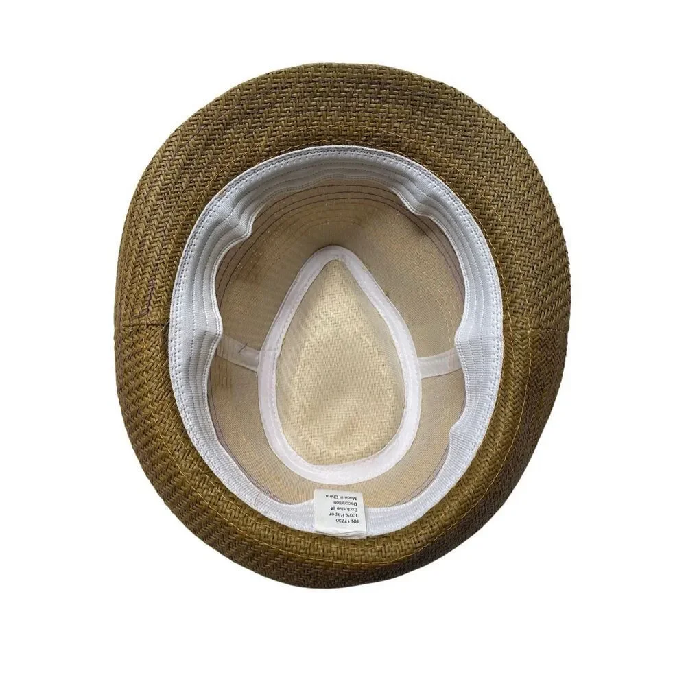 Short Brim Paper Straw Fedora Hat Summer Vacation Beach Travel Formal Costume